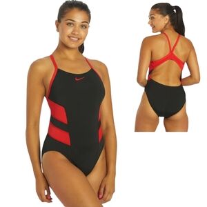 Nike HydraStrong Vex Colourblock Racerback One-Piece Swimsuit Size 10
